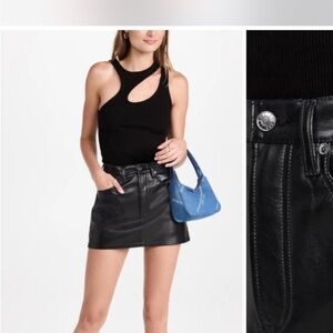 Agolde Black Faux Leather Mini Skirt